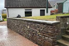 Retainer Wall with Perthshire Sandstone Recessed Mortar Drystone Effect